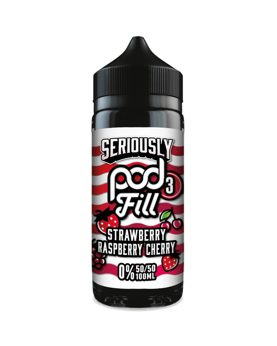Vape liquid with 'Seriously Pod Fill' branding on a white background