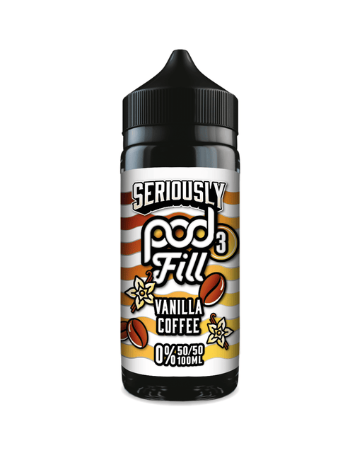 Vape juice bottle with 'Seriously Pod Fill' label on a white background