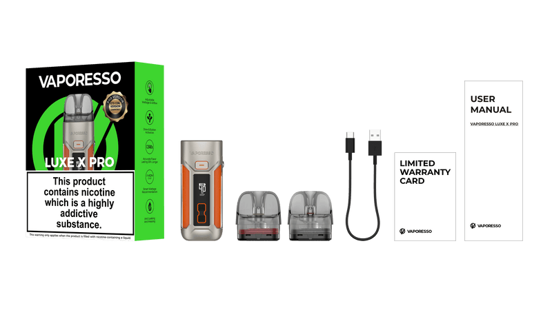 Vaporesso Luxe Pro Vape Kit Box Contents