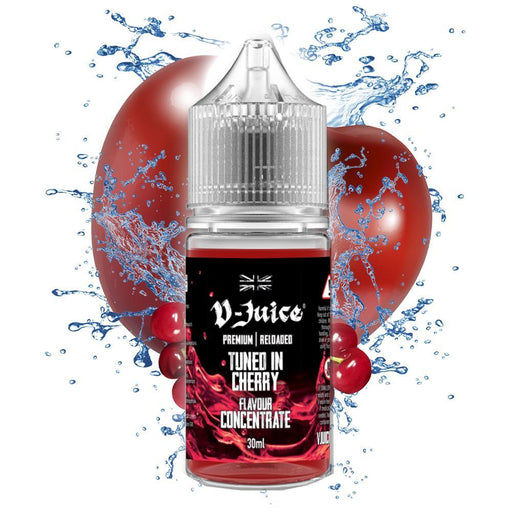 tuned in cherry vjuice branded concentrate 30ml bottle with clear lid