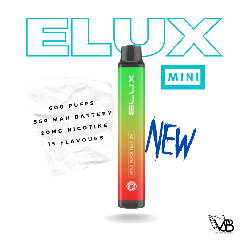 Elux-mini-600-Puff-disposable-Vape-apple-peach-pear-VAPE-SHOP-BIRMINGHAM-VSB