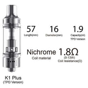 Aspire K1 Plus Vape Tank Specifications