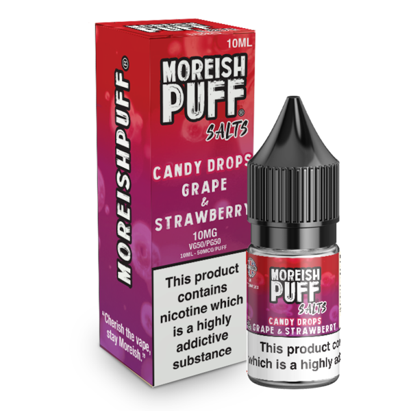 Moreish Puff Grape and Strawberry Candy Drops Nic Salt