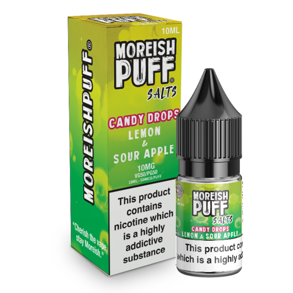 Moreish Puff Lemon and Sour Apple Candy Drops Nic Salt