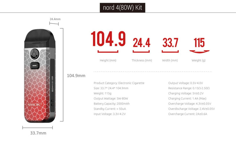 Smok Nord 4 Specifications