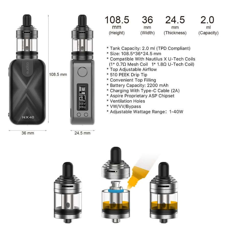 Aspire Rover 2 Vape kit Specifications