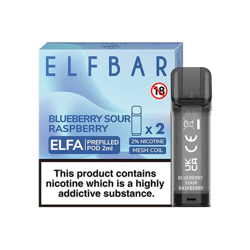 Elf Bar Elfa Blueberry Sour Raspberry Flavour Pre Filled Pods