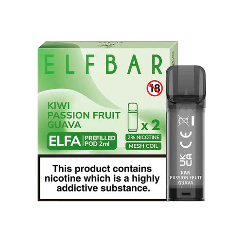 Elf Bar Elfa Kiwi Passion Fruit Guava Flavour Pre Filled Pods