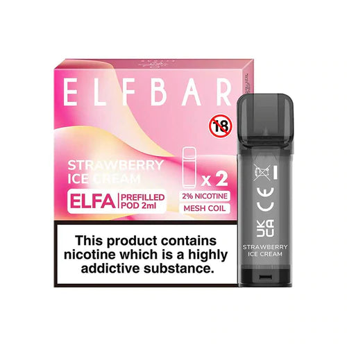 Elf Bar Elfa Strawberry Ice Cream Flavour Pre Filled Pods