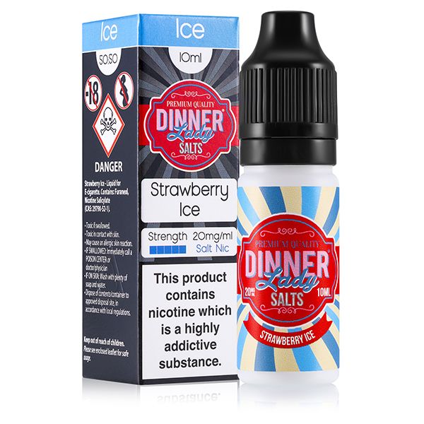 Dinner Lady Strawberry Ice Salt Nic Nicotine Salt 20mg 10ml Bottle