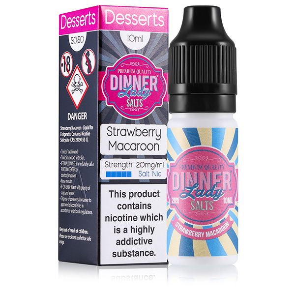 Dinner Lady Strawberry Macaroon Salt Nic Nicotine Salt 20mg 10ml Bottle