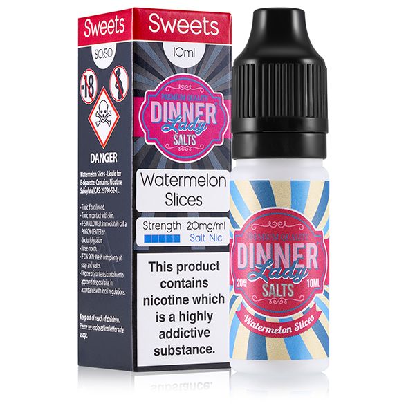 Dinner Lady Watermelon Slices Salt Nic Nicotine Salt 20mg 10ml Bottle