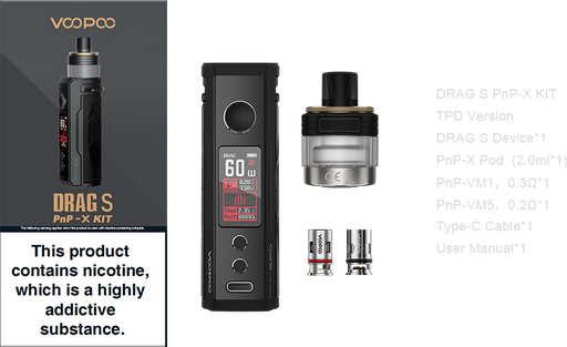 voopoo-drag-s-pnp-80w-mod-podKit-eagle-black-package-vape-shop-birmingham-VSB