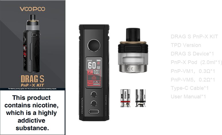 voopoo-drag-s-pnp-80w-mod-podKit-eagle-black-package-vape-shop-birmingham-VSB